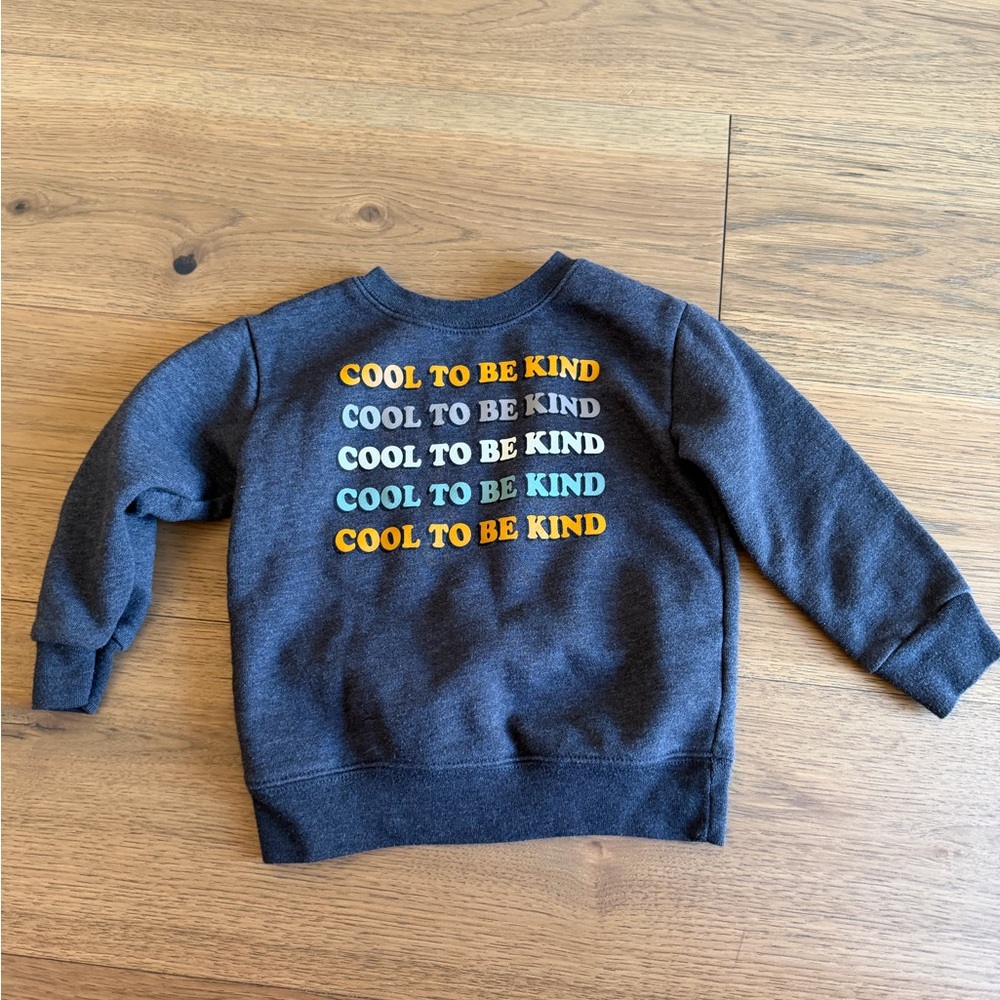 Baby boy toddle kids gray grey sweater “cool to be kind” 24M 2T